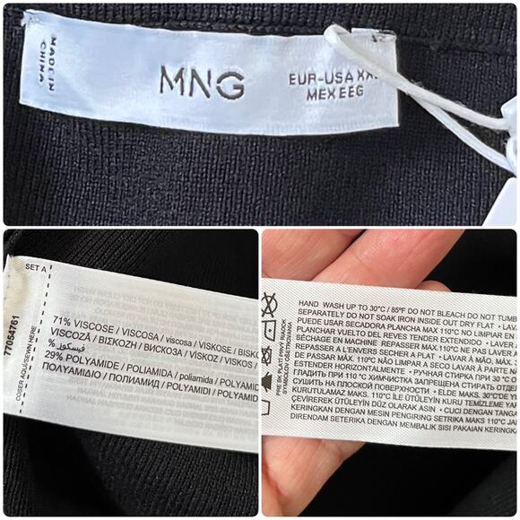 Mango New Black Knit Pocket Contrasting Hem Trim Mini Skirt Size XXL Modern - Picture 8 of 9